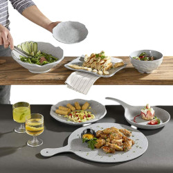 Assiette plate, Gris Granite, mélamine pure 