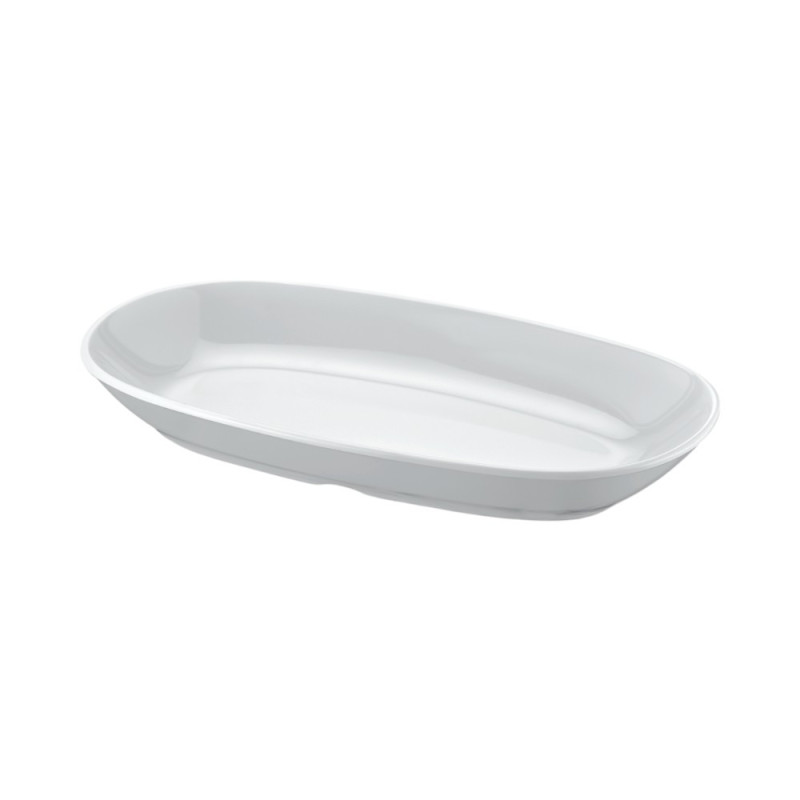 Assiette creuse ovale, aspect porcelaine, mélamine pure Dimensions:L.14 x l.25 x h.3 cm