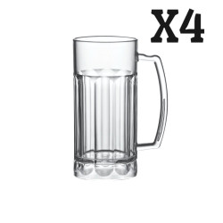 4 verres à bière (pinte), polycarbonate, 568 ml Ø 8,1cm, H 17cm Larg 8,1cm. Réutilisable 