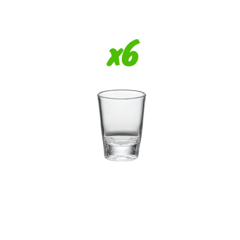 6 verres à shooter, polycarbonate, 60 ml, Ø 4,9cm, H 6,6cm, Larg 4,9cm. Réutilisable 