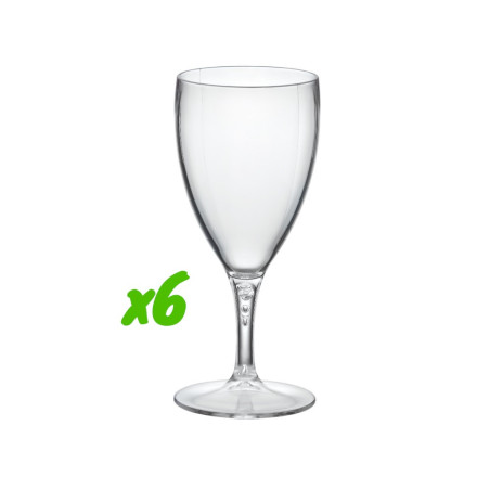 6 verres à vin, polycarbonate, 320 ml, Ø 8,2cm, H 18,5cm, Larg 8,2cm. Réutilisable 