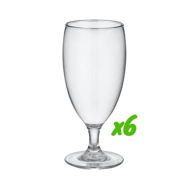 6 verres à vin, polycarbonate, 360 ml, Ø 7,2cm, H 17,5cm, Larg 7,2cm. Réutilisable 