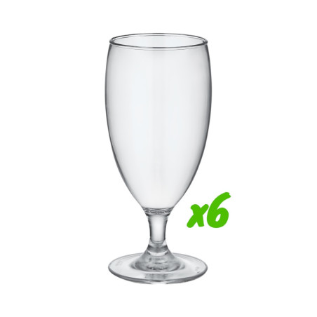 6 verres à vin, polycarbonate, 360 ml, Ø 7,2cm, H 17,5cm, Larg 7,2cm. Réutilisable 