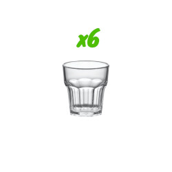 6 verres de table, polycarbonate, 200 ml, Ø 7,6cm, H 8,1cm, Larg 7,6cm. Réutilisable 