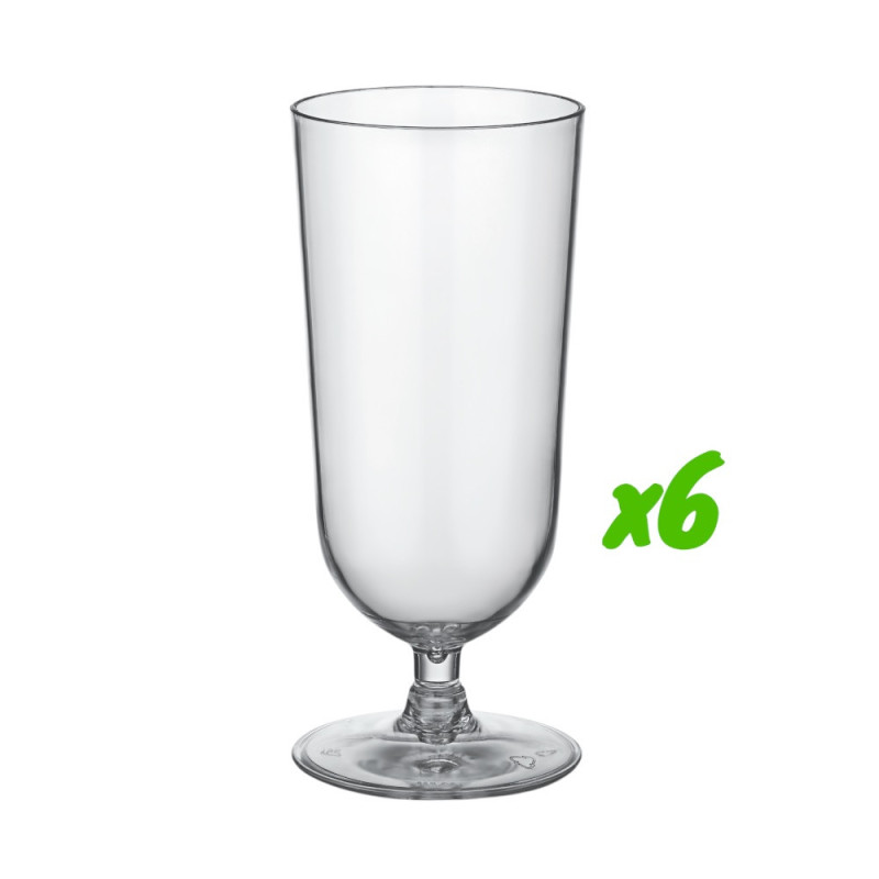 6 verres à vin, polycarbonate, 460 ml Ø 7,8cm, H 18cm Larg 7,8cm. Réutilisable 