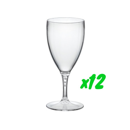 12 verres à vin, polycarbonate, 320 ml, Ø 8,2cm, H 18,5cm, Larg 8,2cm. Réutilisable 