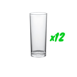 12 verres à cocktail long, polycarbonate, 320 ml, Ø 6,3cm, H 15,5cm, Larg 6,3cm. Réutilisable 