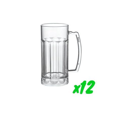 12 verres à bière, polycarbonate, 340 ml, Ø 6,7cm, H 14,3cm, Larg 6,7cm. Réutilisable 