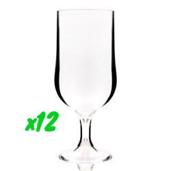 12 verres à vin, polycarbonate, 370 ml Ø 6,8cm, H 18cm Larg 6,8cm. Réutilisable 