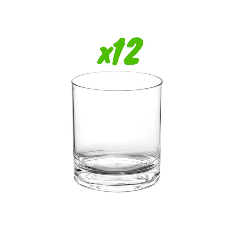 12 verres à whisky, polycarbonate, 250 ml, Ø 7,2cm, H 7,9cm, Larg 7,2cm. Réutilisable