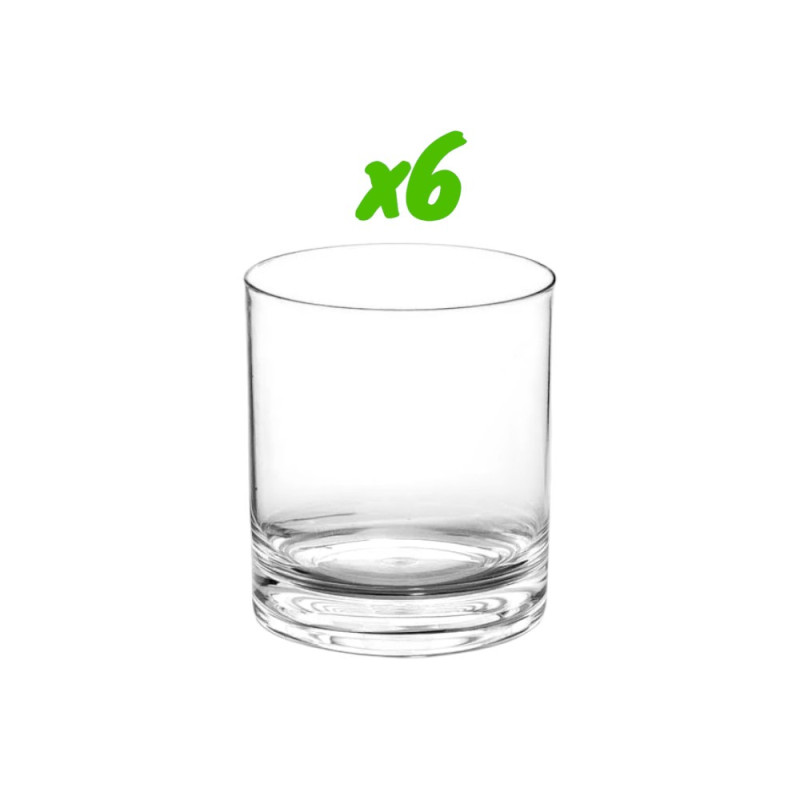 6 verres à whisky, polycarbonate, 250 ml, Ø 7,2cm, H 7,9cm, Larg 7,2cm. Réutilisable