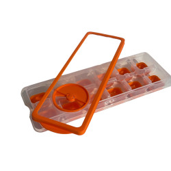 Pack de 4 bacs à glaçons orange couvercle transparent