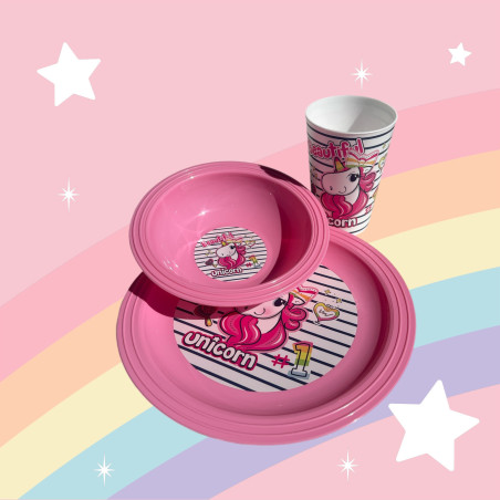 Set de 3 pièces petit déjeuner enfant (bol, verre, et assiette)