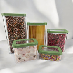 Lot de 5 boîtes de conservations alimentaires décor vert